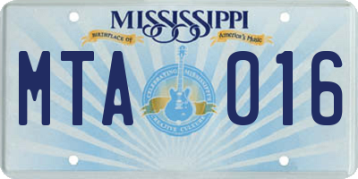 MS license plate MTA016
