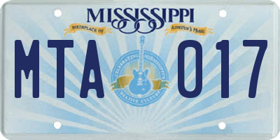 MS license plate MTA017