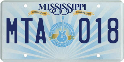 MS license plate MTA018