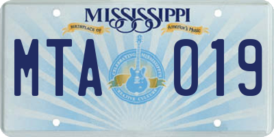 MS license plate MTA019