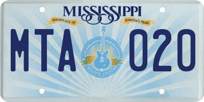 MS license plate MTA020