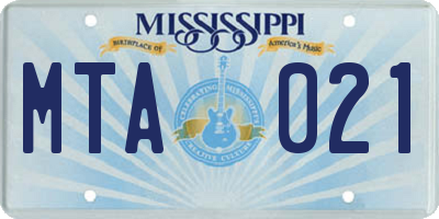 MS license plate MTA021