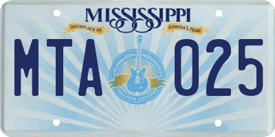 MS license plate MTA025