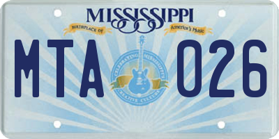 MS license plate MTA026