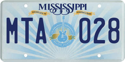 MS license plate MTA028
