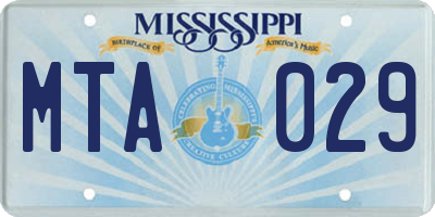 MS license plate MTA029