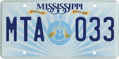 MS license plate MTA033