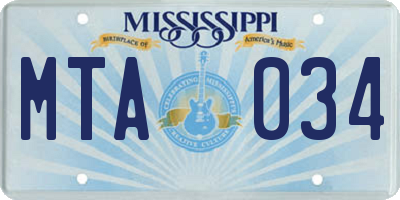 MS license plate MTA034