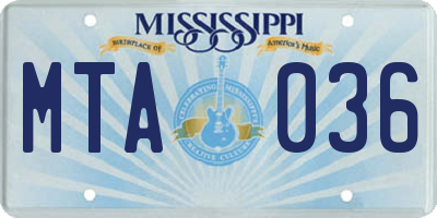 MS license plate MTA036