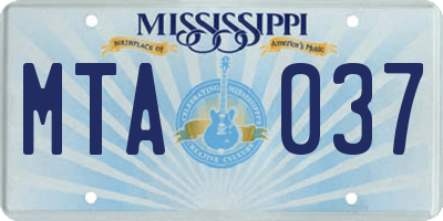 MS license plate MTA037