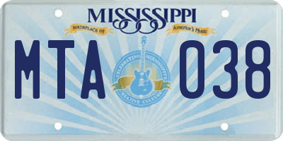 MS license plate MTA038
