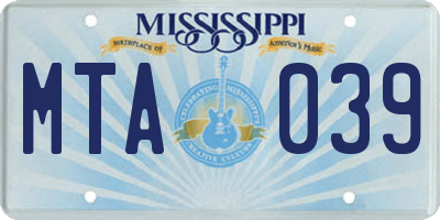 MS license plate MTA039
