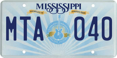 MS license plate MTA040