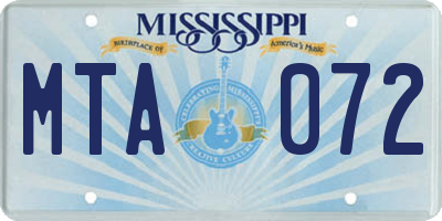 MS license plate MTA072