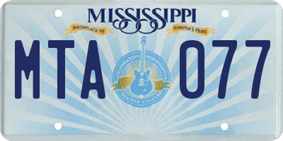 MS license plate MTA077