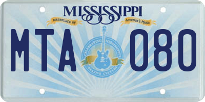 MS license plate MTA080