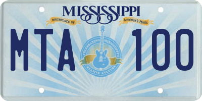 MS license plate MTA100