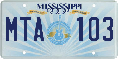 MS license plate MTA103