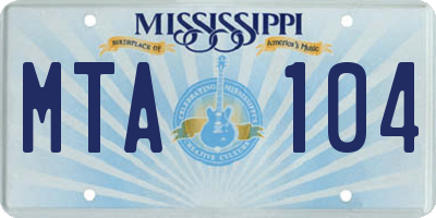 MS license plate MTA104