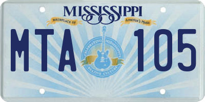 MS license plate MTA105