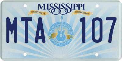MS license plate MTA107