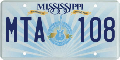 MS license plate MTA108
