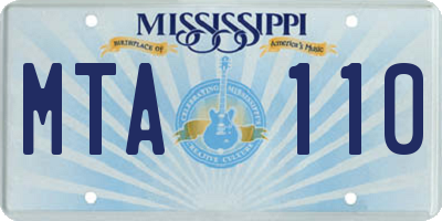 MS license plate MTA110
