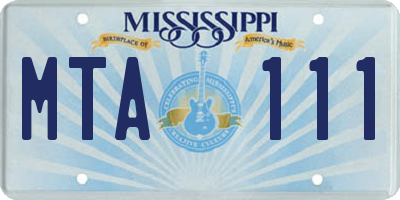 MS license plate MTA111