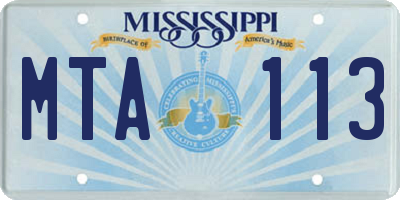 MS license plate MTA113