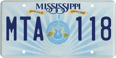 MS license plate MTA118