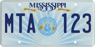 MS license plate MTA123