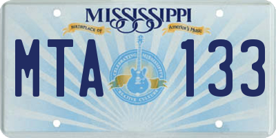 MS license plate MTA133