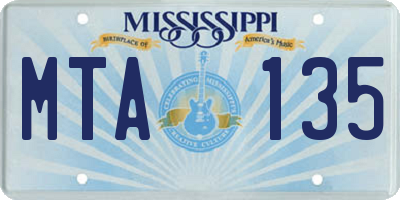 MS license plate MTA135