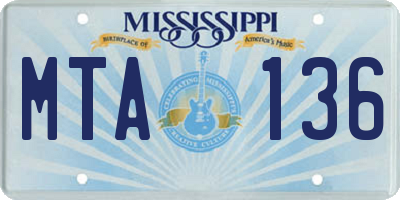 MS license plate MTA136