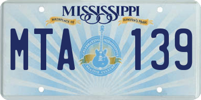 MS license plate MTA139