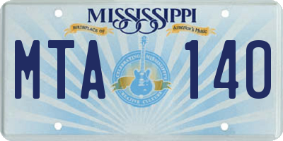 MS license plate MTA140