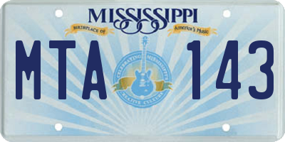 MS license plate MTA143
