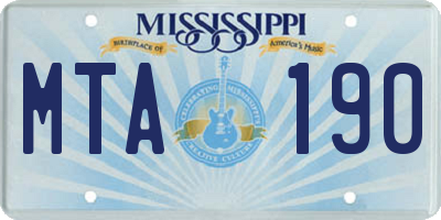 MS license plate MTA190