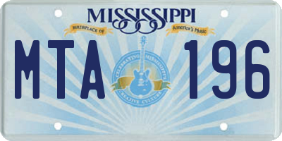 MS license plate MTA196
