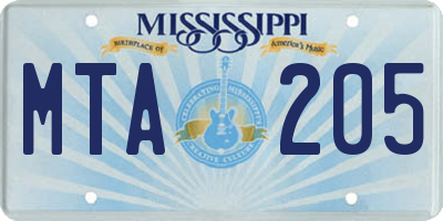 MS license plate MTA205