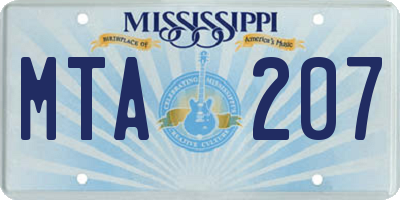 MS license plate MTA207