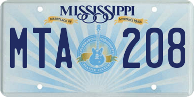 MS license plate MTA208