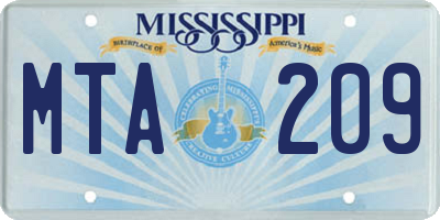 MS license plate MTA209
