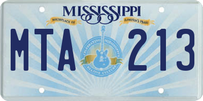 MS license plate MTA213
