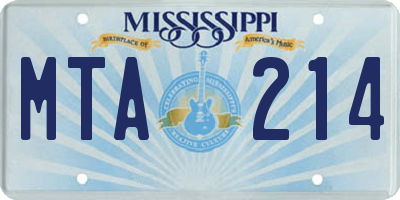 MS license plate MTA214