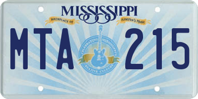 MS license plate MTA215