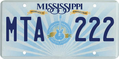 MS license plate MTA222