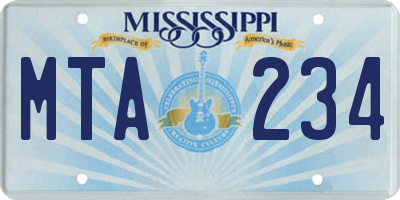 MS license plate MTA234