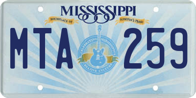 MS license plate MTA259