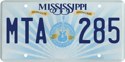 MS license plate MTA285